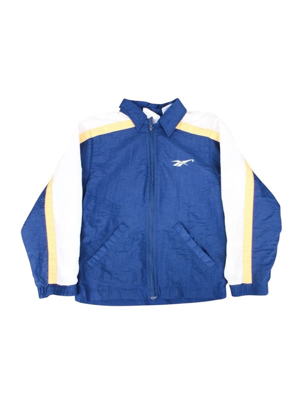 Vintage Reebok Youth Small Windbreaker Jacket Blue White‎ Yellow 90s Track